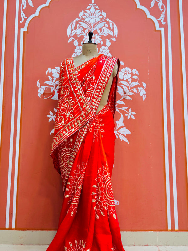 PURE UPADA SILK KACCHI PATTI SAREE