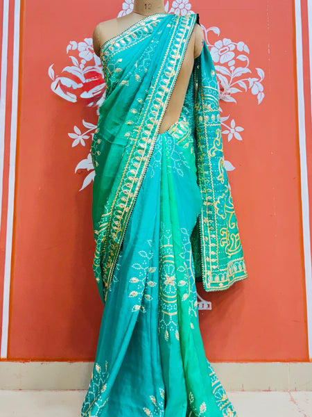 PURE UPADA SILK KACCHI PATTI SAREE