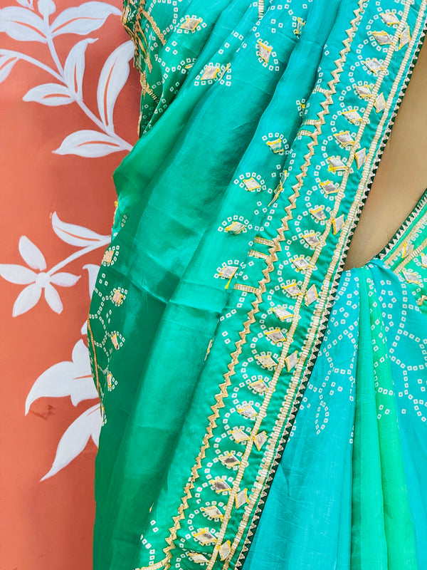 PURE UPADA SILK KACCHI PATTI SAREE