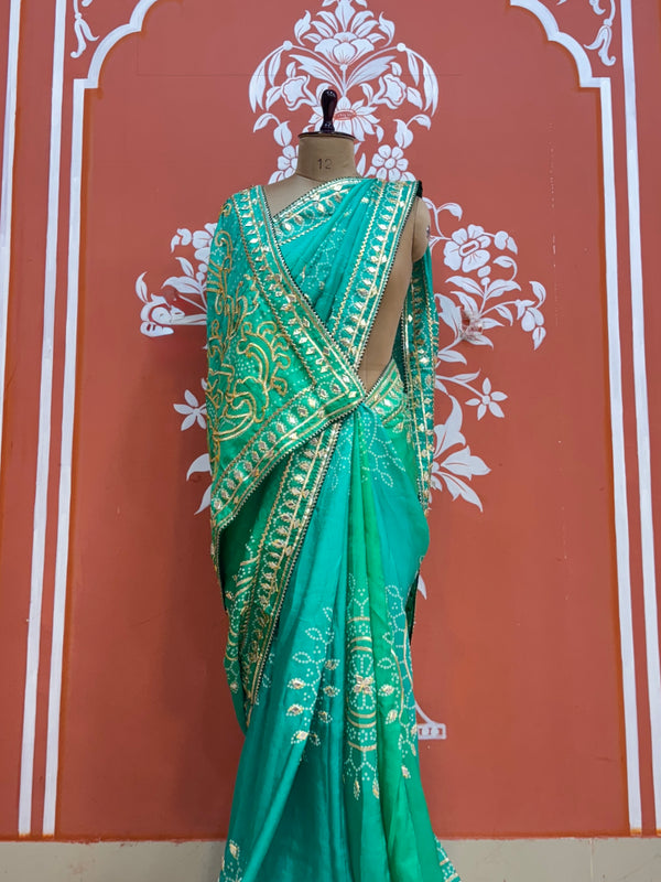 PURE UPADA SILK KACCHI PATTI SAREE