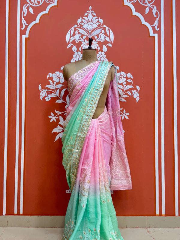 PURE UPADA SILK KACCHI PATTI SAREE