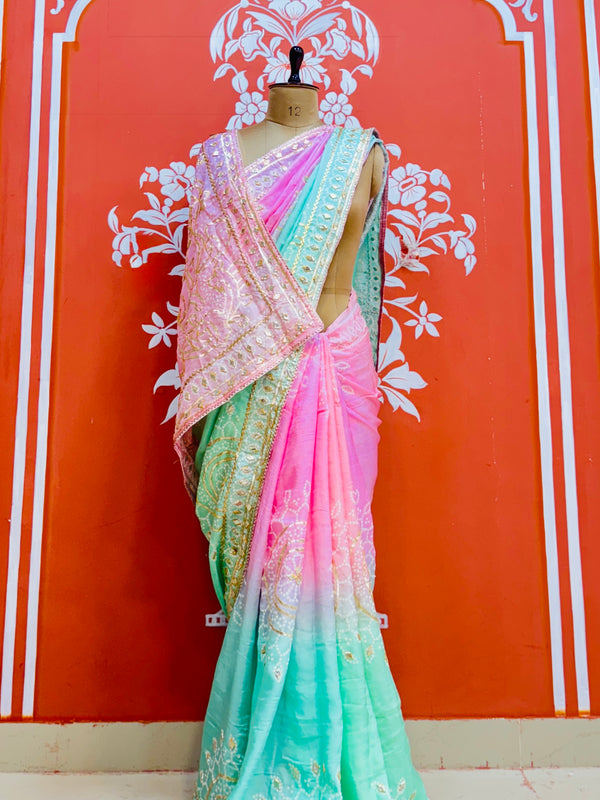 PURE UPADA SILK KACCHI PATTI SAREE