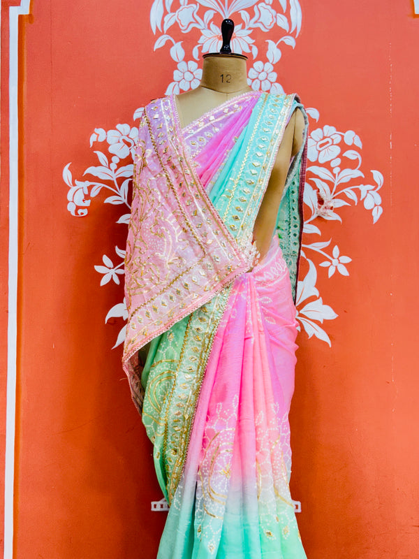 PURE UPADA SILK KACCHI PATTI SAREE