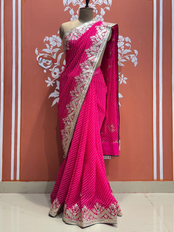 MOTHRA LEHERIYA GOTA PATTI SAREE