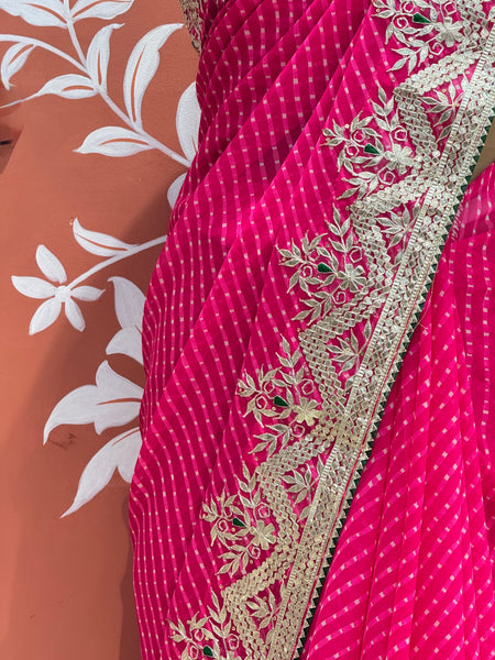 MOTHRA LEHERIYA GOTA PATTI SAREE