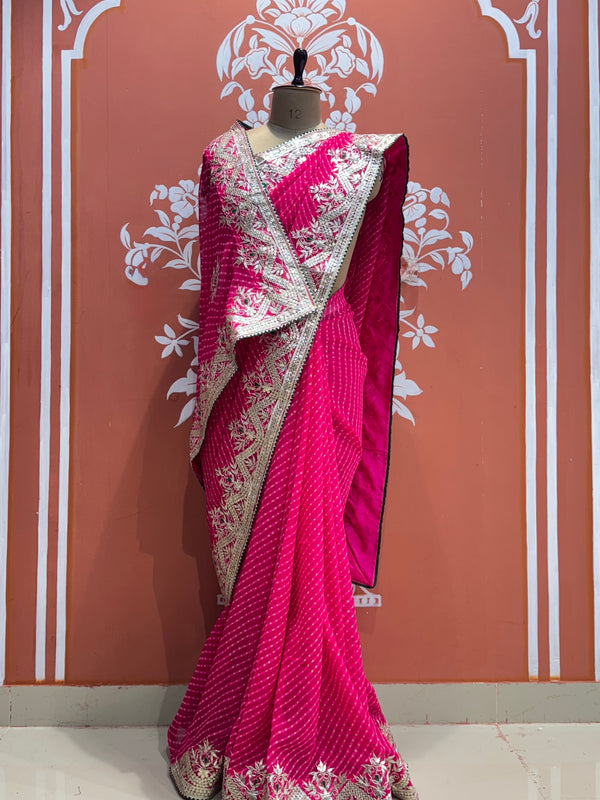 MOTHRA LEHERIYA GOTA PATTI SAREE