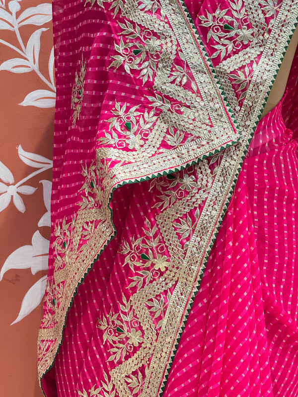 MOTHRA LEHERIYA GOTA PATTI SAREE