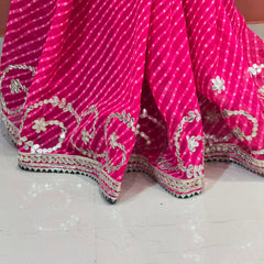CXC GEORGETTE MOTHRA LEHERIYA GOTA PATTI SAREE
