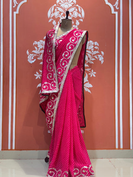 MOTHRA LEHERIYA GOTA PATTI SAREE