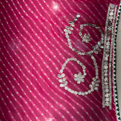 CXC GEORGETTE MOTHRA LEHERIYA GOTA PATTI SAREE