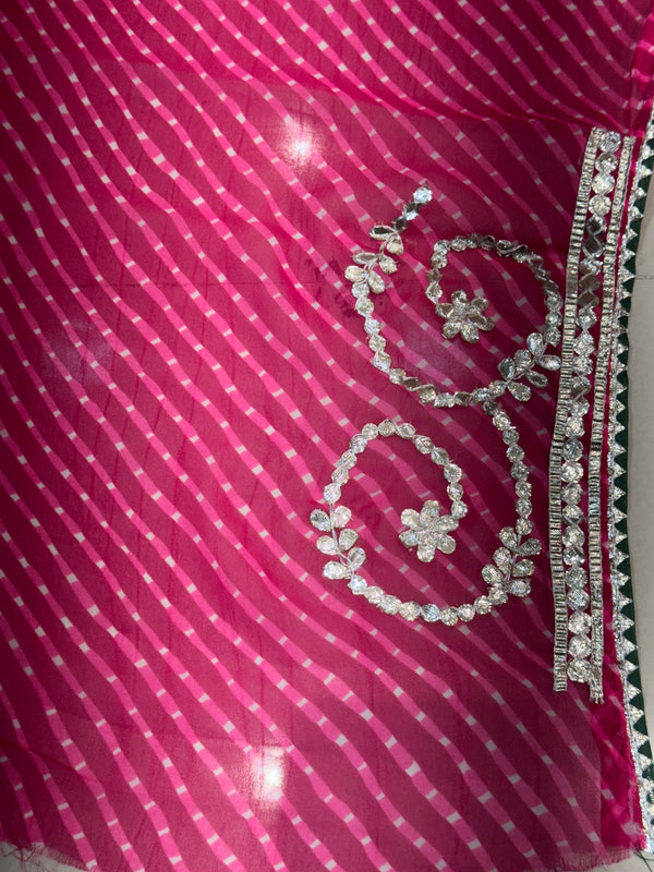 CXC GEORGETTE MOTHRA LEHERIYA GOTA PATTI SAREE