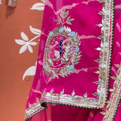 GEORGETTE LEHERIYA GOTA PATTI PEACOCK SAREE
