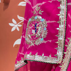 GEORGETTE LEHERIYA GOTA PATTI PEACOCK SAREE