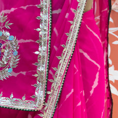 GEORGETTE LEHERIYA GOTA PATTI PEACOCK SAREE