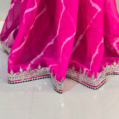 GEORGETTE LEHERIYA GOTA PATTI PEACOCK SAREE
