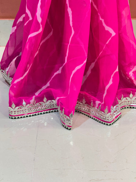 GEORGETTE LEHERIYA GOTA PATTI PEACOCK SAREE