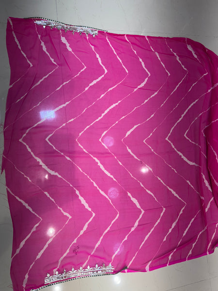 GEORGETTE LEHERIYA GOTA PATTI PEACOCK SAREE