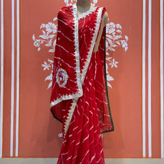 GEORGETTE LEHERIYA GOTA PATTI PEACOCK SAREE