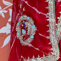 GEORGETTE LEHERIYA GOTA PATTI PEACOCK SAREE