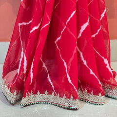 GEORGETTE LEHERIYA GOTA PATTI PEACOCK SAREE