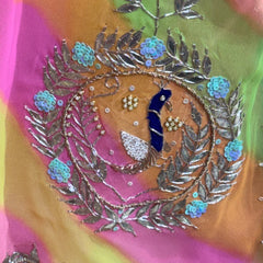 GEORGETTE LEHERIYA GOTA PATTI PEACOCK SAREE