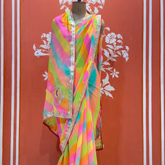 GEORGETTE LEHERIYA GOTA PATTI PEACOCK SAREE