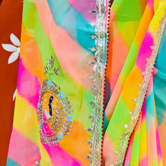GEORGETTE LEHERIYA GOTA PATTI PEACOCK SAREE
