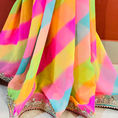 GEORGETTE LEHERIYA GOTA PATTI PEACOCK SAREE