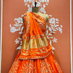 GAZI SILK HANDWORK KACHI PATTI LEHENGA