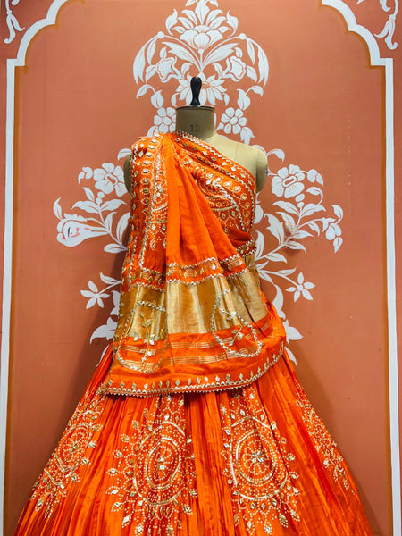GAZI SILK HANDWORK KACHI PATTI LEHENGA