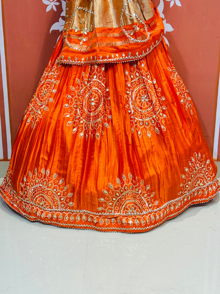 GAZI SILK HANDWORK KACHI PATTI LEHENGA