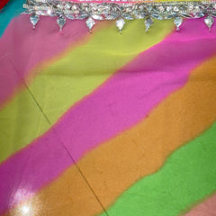GEORGETTE LEHERIYA GOTA PATTI PEACOCK SAREE