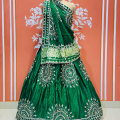 GAZI SILK HANDWORK KACHI PATTI LEHENGA
