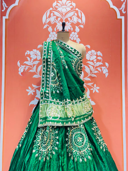 GAZI SILK HANDWORK KACHI PATTI LEHENGA