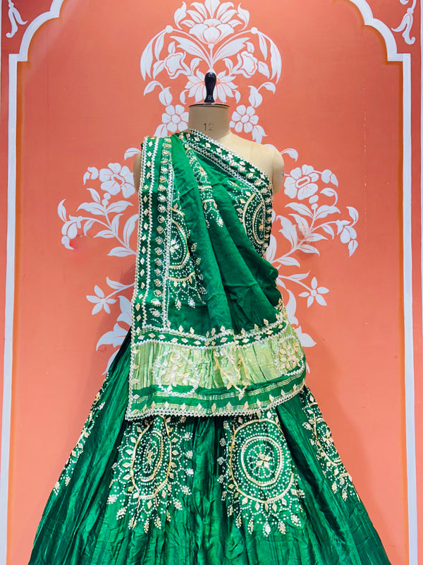 GAZI SILK HANDWORK KACHI PATTI LEHENGA