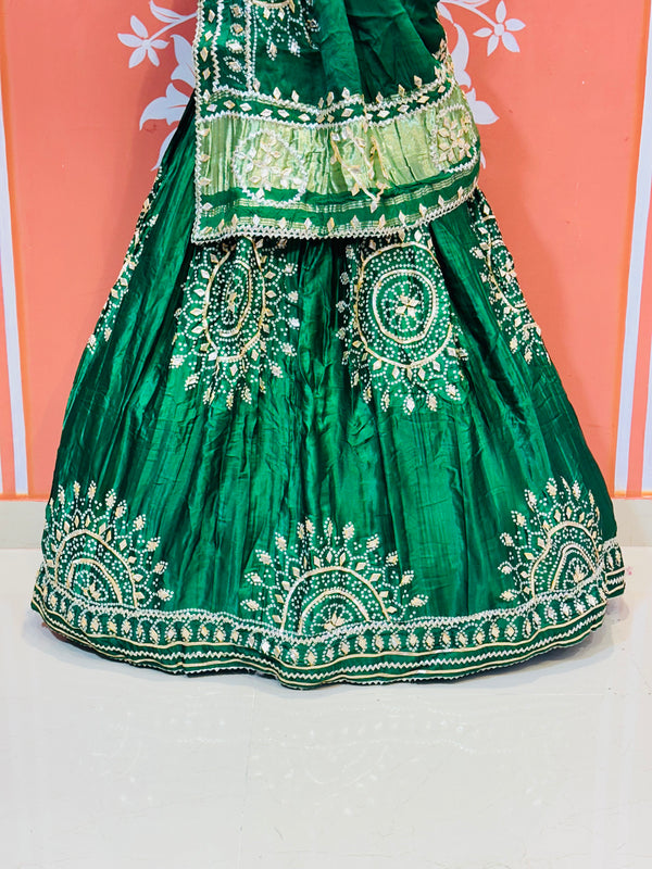GAZI SILK HANDWORK KACHI PATTI LEHENGA