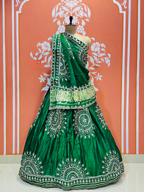 GAZI SILK HANDWORK KACHI PATTI LEHENGA