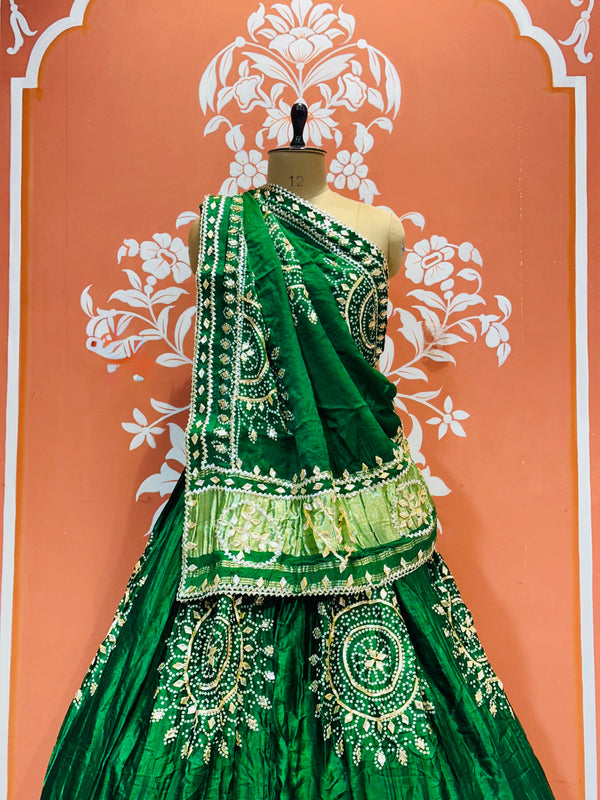 GAZI SILK HANDWORK KACHI PATTI LEHENGA