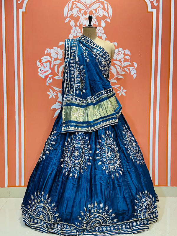 GAZI SILK HANDWORK KACHI PATTI LEHENGA