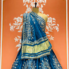 GAZI SILK HANDWORK KACHI PATTI LEHENGA