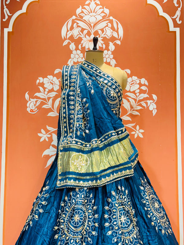 GAZI SILK HANDWORK KACHI PATTI LEHENGA