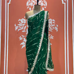 GEORGETTE LEHERIYA GOTA PATTI PEACOCK SAREE