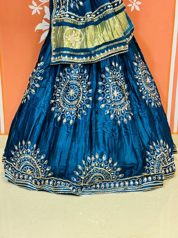 GAZI SILK HANDWORK KACHI PATTI LEHENGA