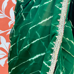 GEORGETTE LEHERIYA GOTA PATTI PEACOCK SAREE