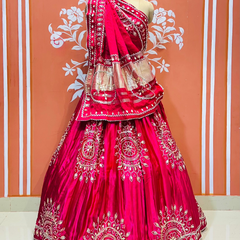 GAZI SILK HANDWORK KACHI PATTI LEHENGA