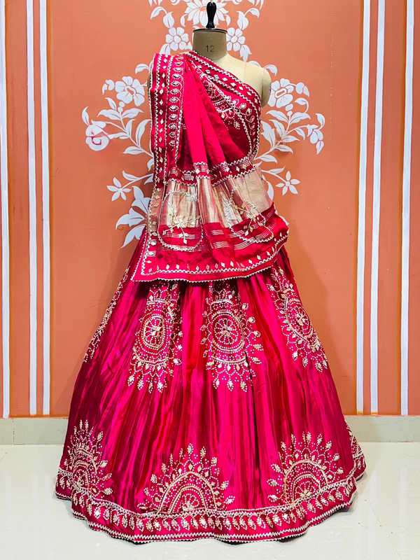 GAZI SILK HANDWORK KACHI PATTI LEHENGA