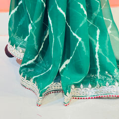 GEORGETTE LEHERIYA GOTA PATTI PEACOCK SAREE