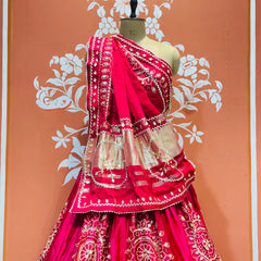 GAZI SILK HANDWORK KACHI PATTI LEHENGA