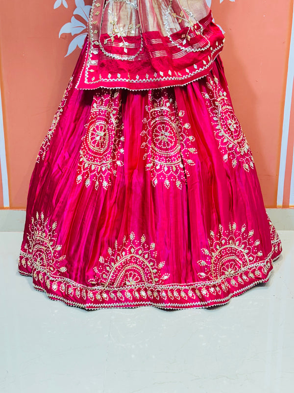 GAZI SILK HANDWORK KACHI PATTI LEHENGA