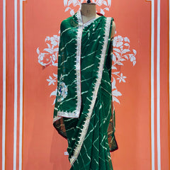 GEORGETTE LEHERIYA GOTA PATTI PEACOCK SAREE